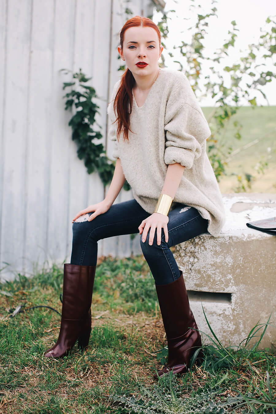 Chloe Boots & vintage DKNY sweater on Sea of Shoes