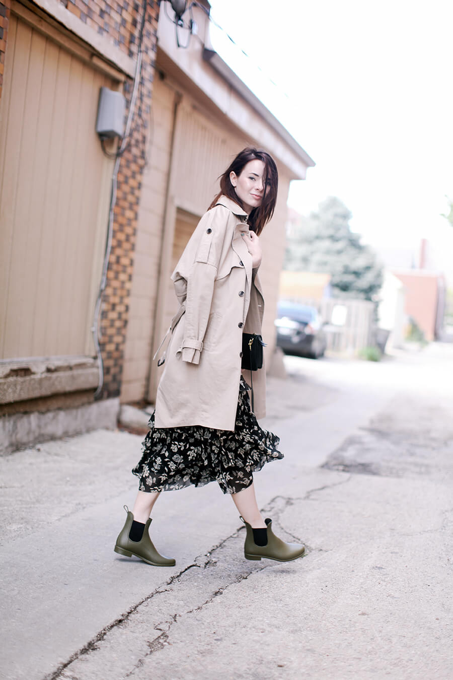 Tea dress with outlet ankle boots